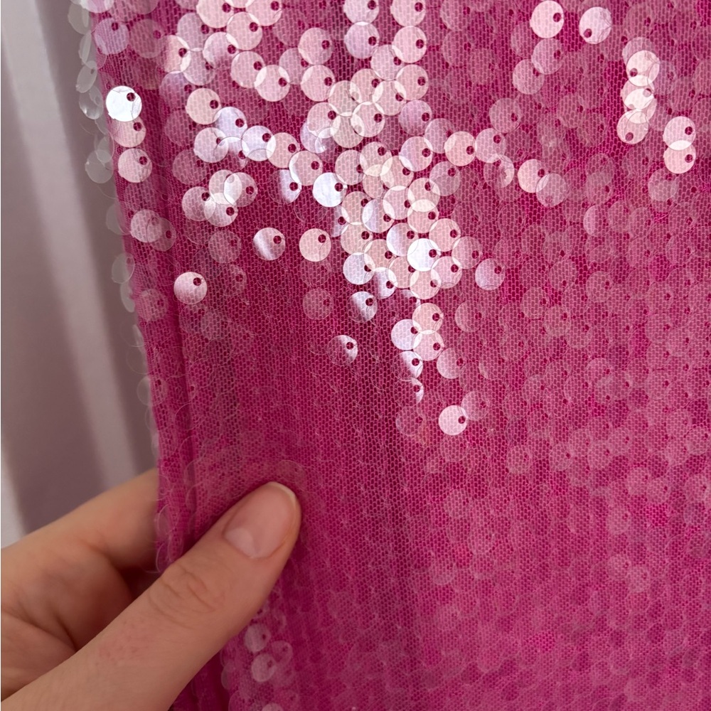 Pink Sequin Spaghetti Strap Dress - Picture 4 of 4